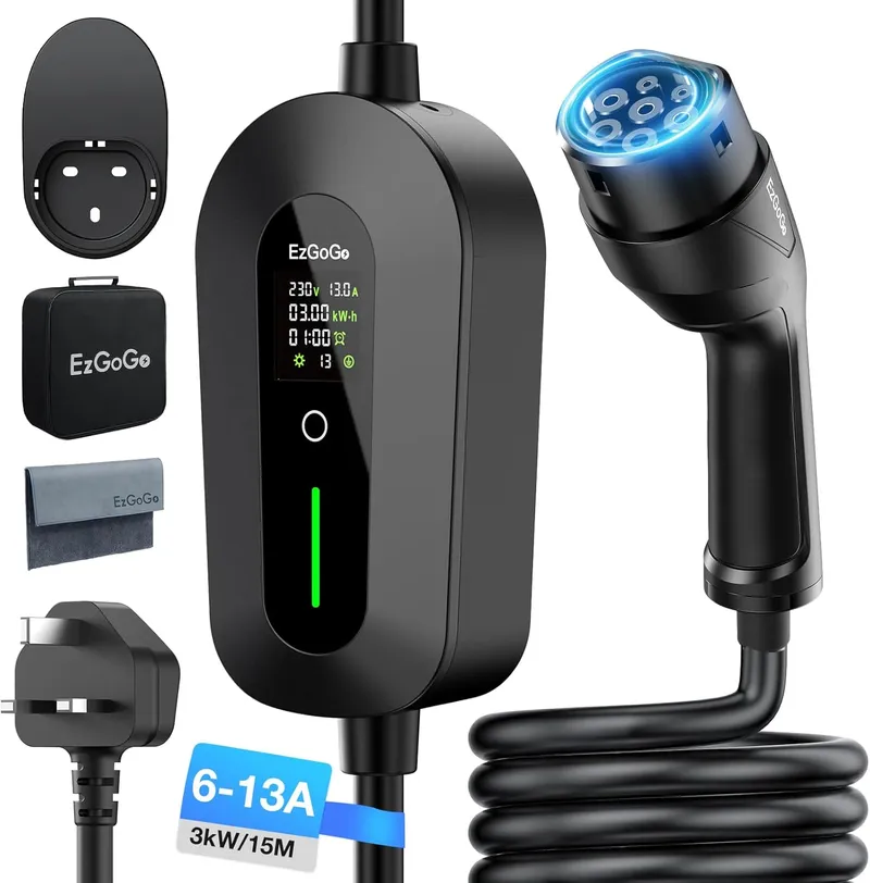 EzGoGo EzGoGo EV Charger Cable Type 2 to 3 Pin Plug 49.21Ft 15M